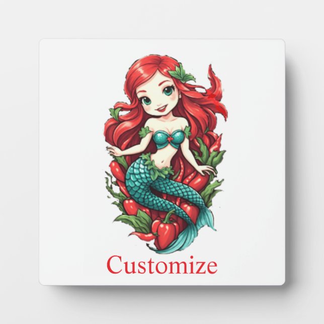 Cute Redheaded Two-tail Mermaid Thunder_Cove Plaque (Front)