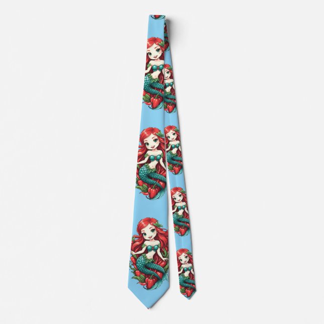 Cute Redheaded Two-tail Mermaid Thunder_Cove Tie (Front)