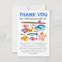 Cute Reel Fun Kids Fishing Birthday Thank You