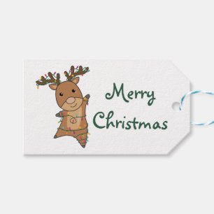 Cute Reindeer Adorable Christmas Fairy Lights Truc Gift Tags