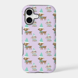 Cute Reindeer and Bunnies Holiday Art Pattern