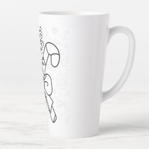 Cute Reindeer and Candy Canes Holiday Design Latte Mug