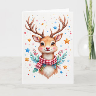 Cute Reindeer Blank Holiday Greeting Card