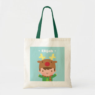 Cute Reindeer Boy Christmas For Kids Tote Bag
