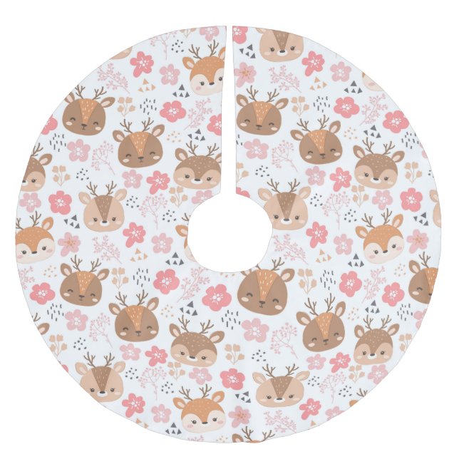 Cute Reindeer Brushed Polyester Tree Skirt (Front)