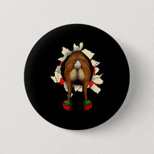 Cute Reindeer Butt Breakthrough Christmas  6 Cm Round Badge