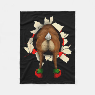 Cute Reindeer Butt Breakthrough Christmas Fleece Blanket