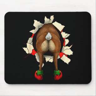 Cute Reindeer Butt Breakthrough Christmas  Mouse Pad