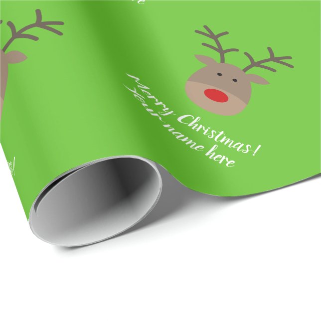 Cute reindeer cartoon Christmas Holiday gift Wrapping Paper (Roll Corner)