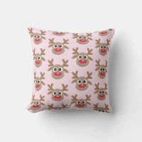 Cute Reindeer Cartoon Christmas Pattern Girly Pink
