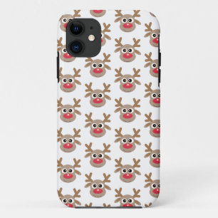Cute Reindeer Cartoon Pattern Christmas White iPhone 11 Case