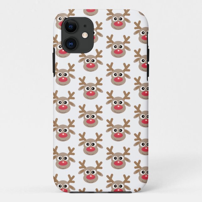 Cute Reindeer Cartoon Pattern Christmas White Case-Mate iPhone Case (Back)
