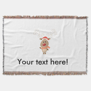 Cute reindeer cartoon throw blanket