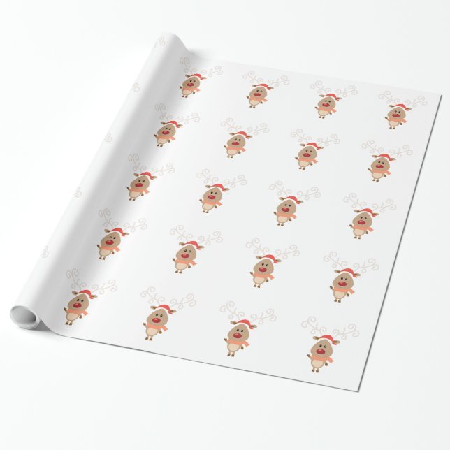 Cute reindeer cartoon wrapping paper (Unrolled)