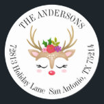 Cute Reindeer Christmas Address Label<br><div class="desc">A cute reindeer face decorates this address label with your name and address.  Great for sealing your Christmas holiday envelopes.  Designed for you by Blackberry boulevard.</div>