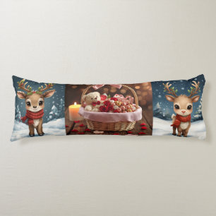Cute reindeer christmas bedding for kids winter  body cushion