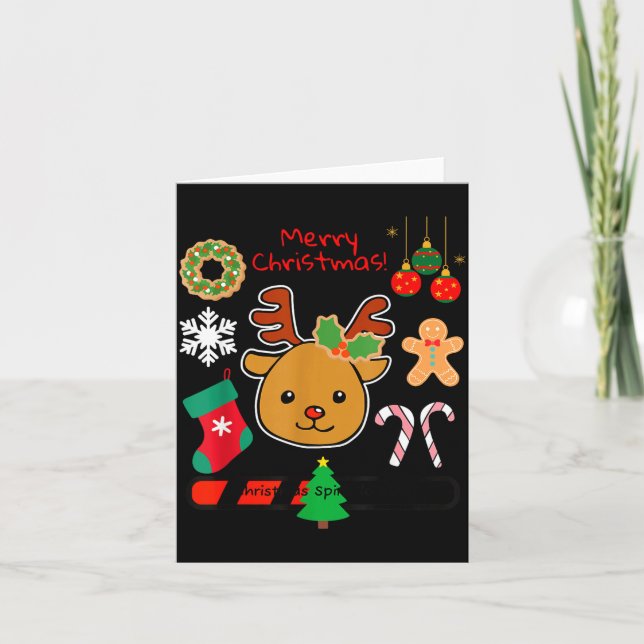 Cute Reindeer Christmas Cartoon Holiday Festive Ar Card (Front)