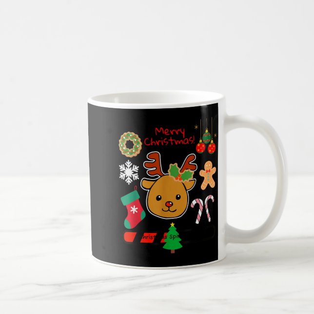 Cute Reindeer Christmas Cartoon Holiday Festive Ar Coffee Mug (Right)