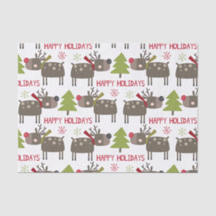 Cute Reindeer Christmas Happy Holidays Rustic Tissue Paper