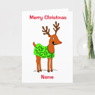 Cute Reindeer Christmas Holiday Card