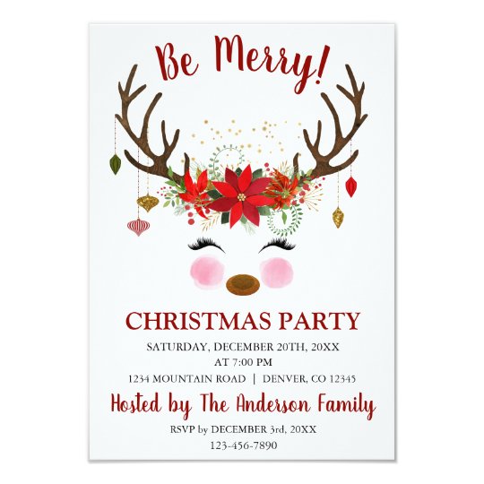 Cute Reindeer Christmas Holiday Dinner Party Invitation | Zazzle.com.au