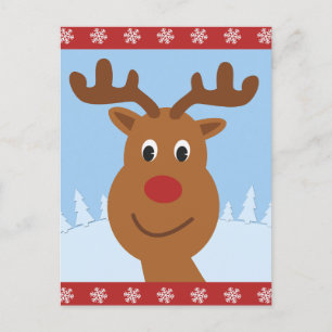 Cute Reindeer Christmas Holiday Postcard