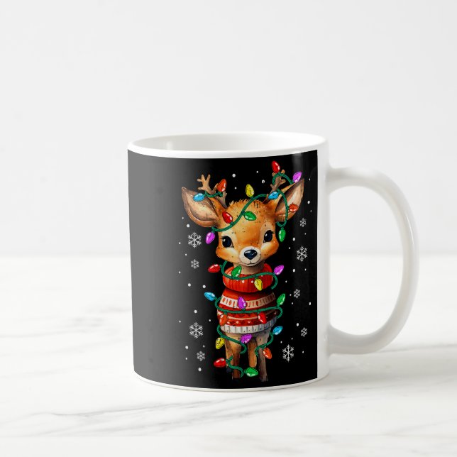Cute Reindeer Christmas Lights Santa Xmas Pjm Wome Coffee Mug (Right)