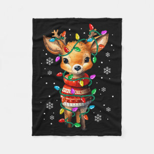 Cute Reindeer Christmas Lights Santa Xmas Pjm Wome Fleece Blanket