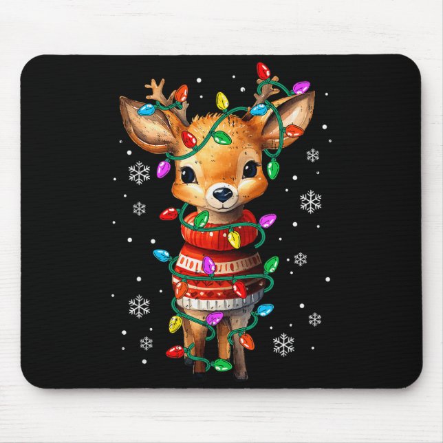 Cute Reindeer Christmas Lights Santa Xmas Pjm Wome Mouse Pad (Front)