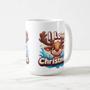 🎁Cute Reindeer Christmas Mug I Love Xmas ✨