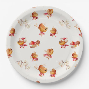 Cute Reindeer Christmas Paper Plate