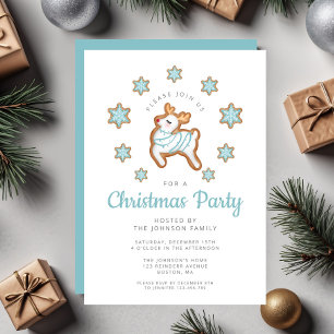 Cute Reindeer Christmas Party Invitation