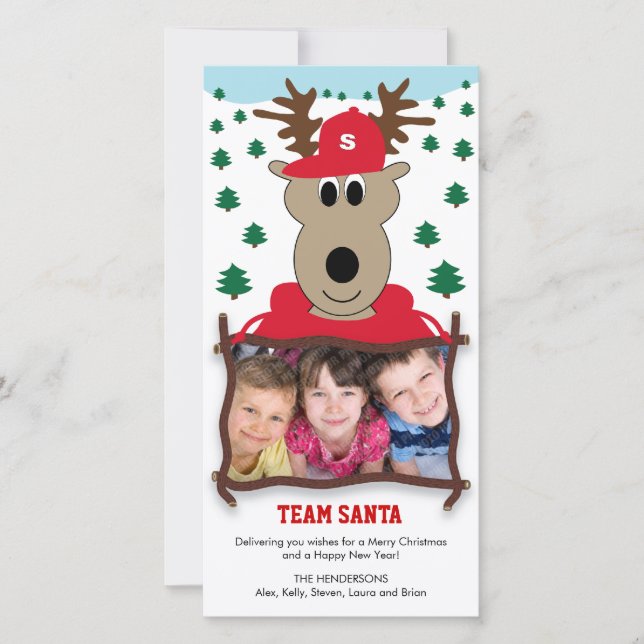 Cute Reindeer Christmas Photo Card (Front)