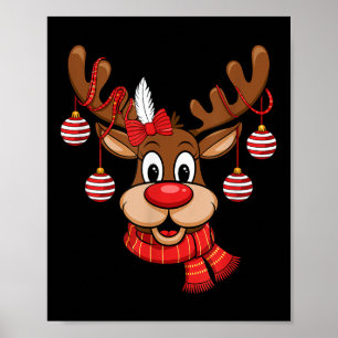 Cute Reindeer Christmas Red Nose Rudolph Xmas Kids Poster