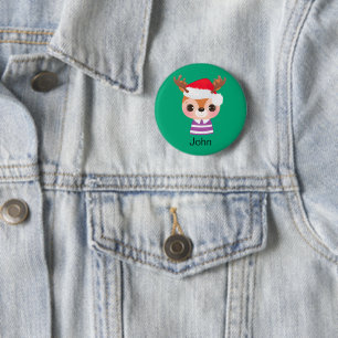 Cute Reindeer Christmas Winter Animal 6 Cm Round Badge