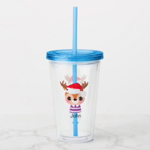 Cute Reindeer Christmas Winter Animal Acrylic Tumbler
