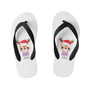 Cute Reindeer Christmas Winter Animal Kid's Thongs