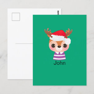 Cute Reindeer Christmas Winter Animal Postcard