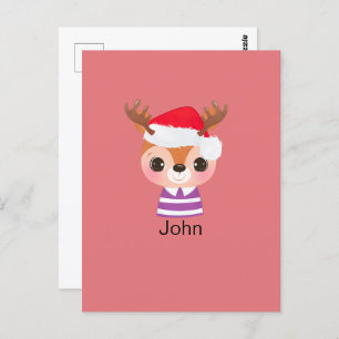 Cute Reindeer Christmas Winter Animal Postcard