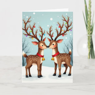 Cute Reindeer Couple Antlers Card