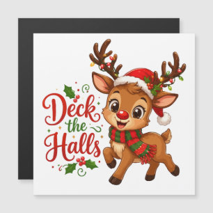 Cute Reindeer Deck the Halls Christmas Design
