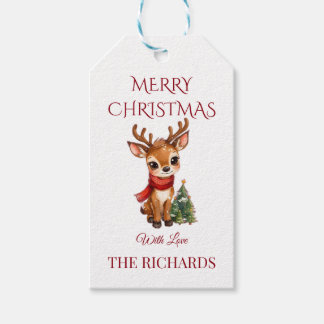Cute Reindeer Editable Christmas Gift Tag