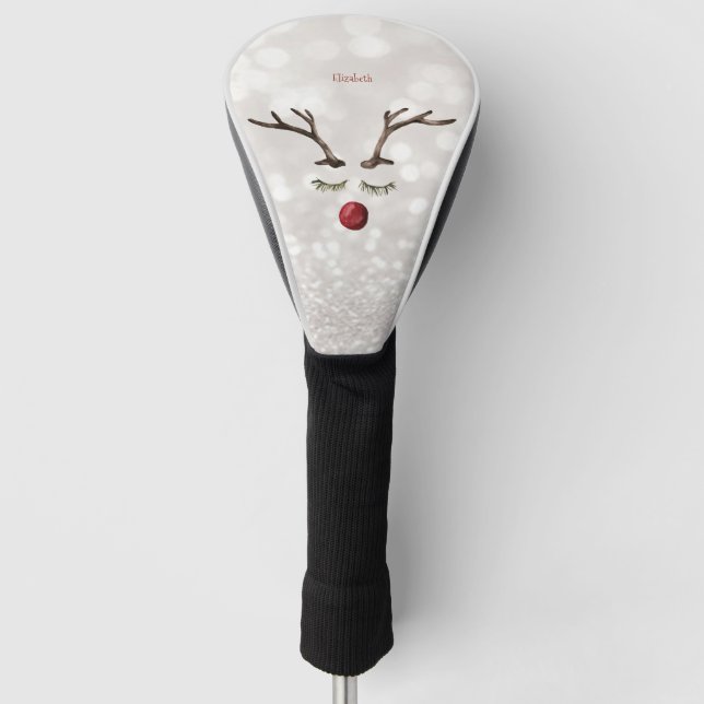 Cute Reindeer Face,Bokeh    Golf Head Cover (Front)