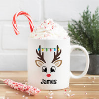 Cute Reindeer Face Personalised Name Christmas