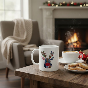 Cute reindeer face xmas personalized kids cartoon coffee mug