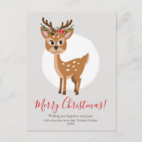 Cute Reindeer Floral Christmas Wreath Family