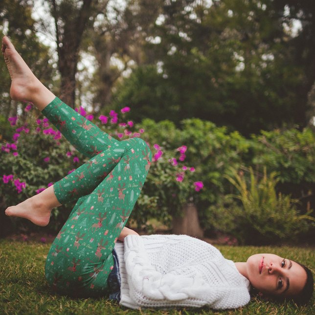 Cute Reindeer Green Christmas Pajama Pants (Creator Uploaded)