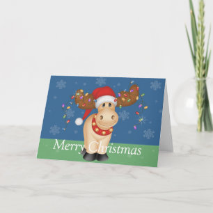 Cute Reindeer Holiday Bulbs Merry Christmas Card