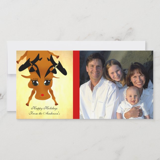Cute Reindeer Holiday Card (Front)