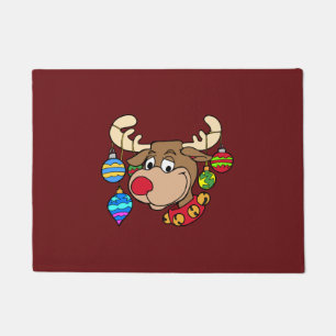 Cute Reindeer Holiday Ornaments Christmas Doormat